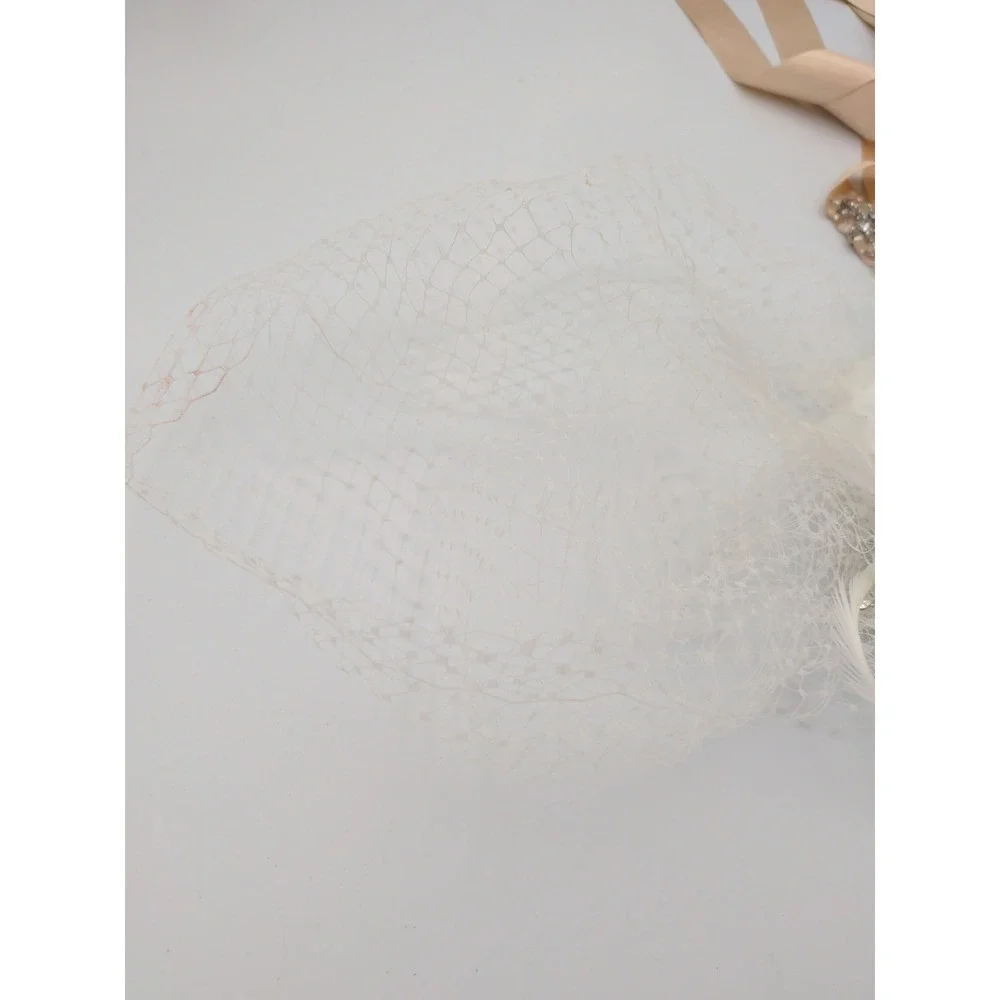 Gorgeous Vintage Wedding Veil w/Feathers & Ribbon Sash, Jessica McClintock?